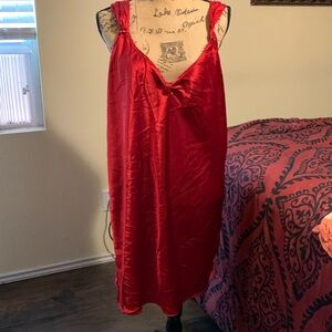 Just My Size Sleepware Red Silk Nightgown